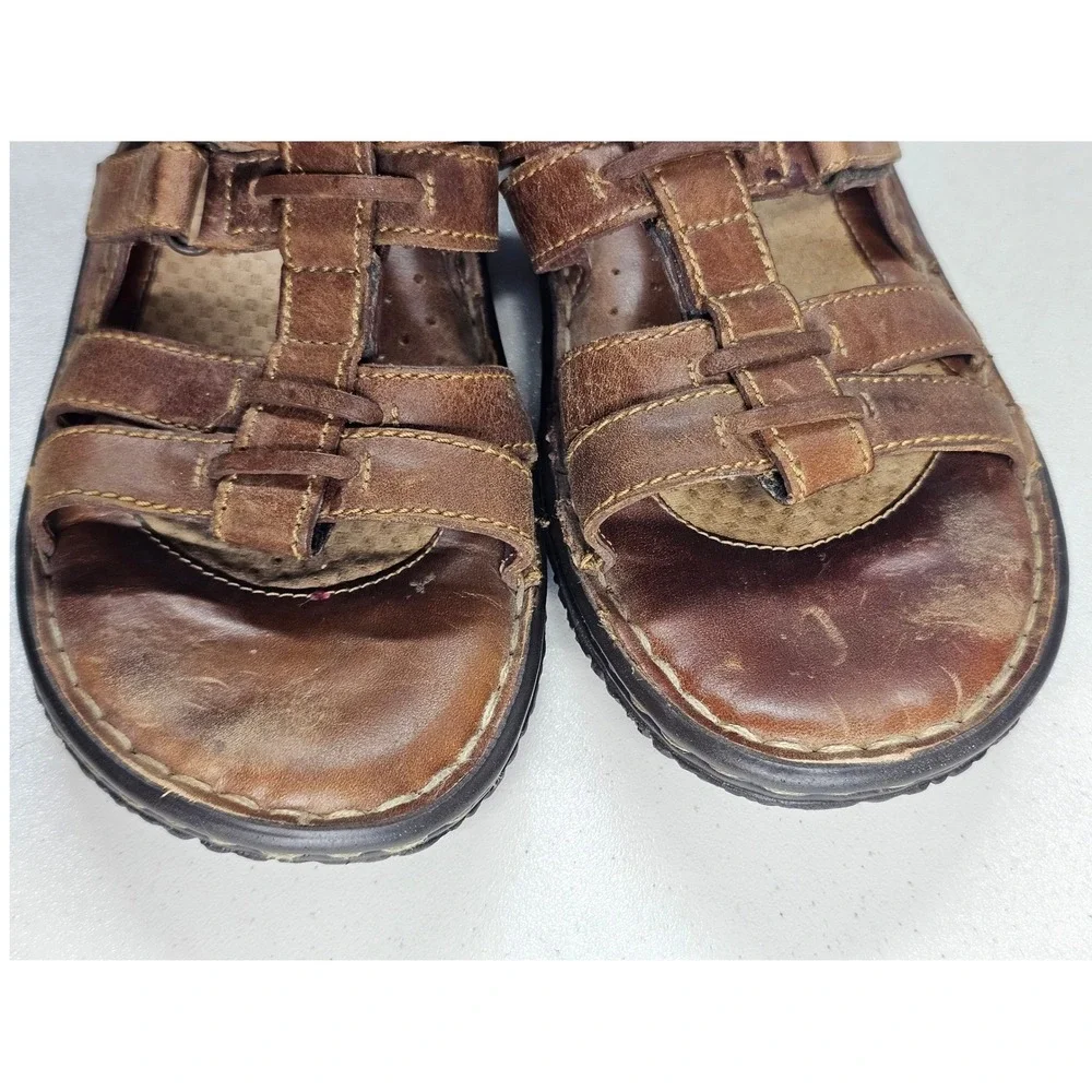 Born Mens Brown Leather Fisherman Sandals B92016 Size 10 Handcrafted Mexico
